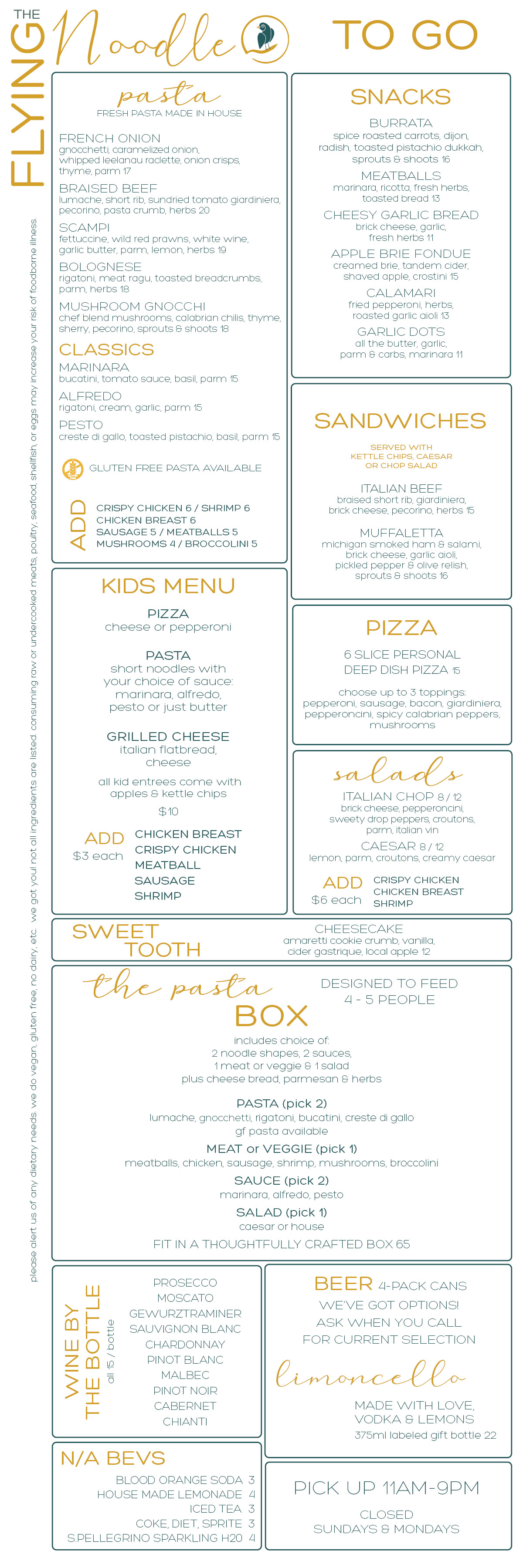 The Flying Noodle Menu