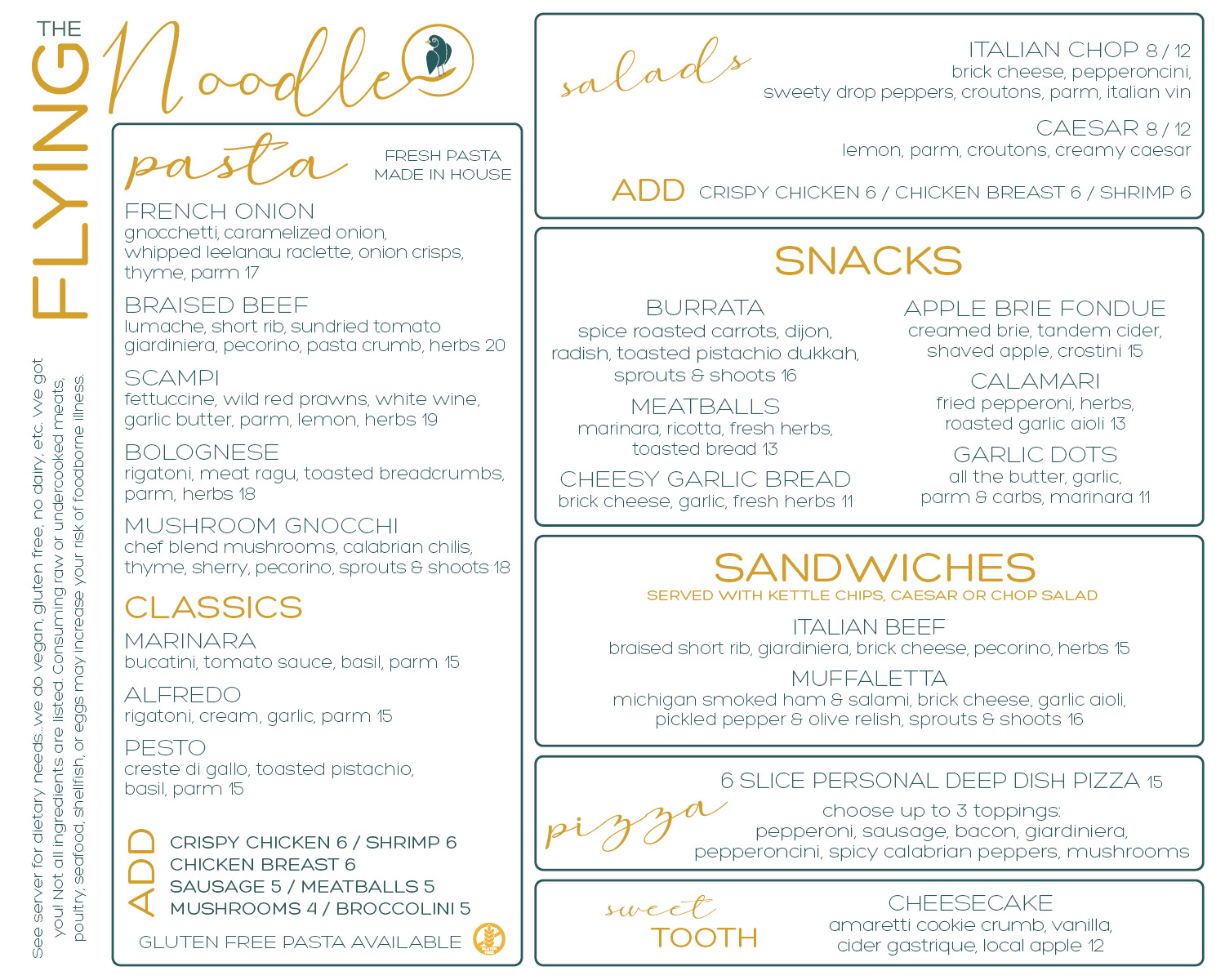 The Flying Noodle Menu